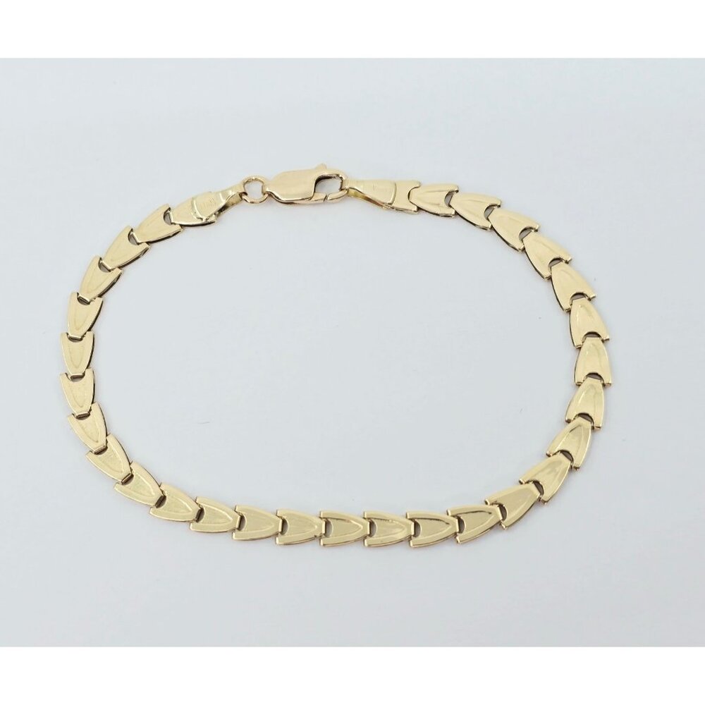 Unique 14K Solid Yellow Gold Custom Designer Tennis Link Bracelet - 7.25" Length